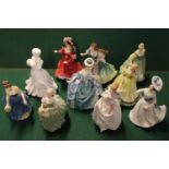 Collection of 10 Royal Doulton figurines Melanie HN 2271, Paula HN 2906, Patricia H3365, Fair Lady