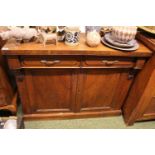Victorian Walnut Chiffonier base with panelled cupboard doors