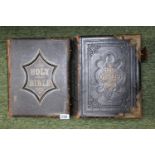 2 19thC Family Bibles with Brass Binding