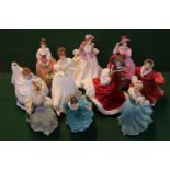 Collection of 10 Royal Doulton figurines Alexandra HN 3286, Rhapsody HN 2287, Kathleen HN 3609 etc