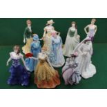 Collection of 10 Worcester figurines High Society 672 of 7500, Garden Party, Lauren, Her Majesty