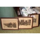 2 Framed Dendy Sadler prints and a Pair of framed etchings by Edwin Lain RA
