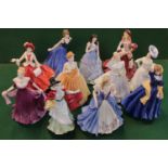 Collection of 10 Royal Doulton figurines Ladies of The British Isles HN 3630, Bride HN 3284,