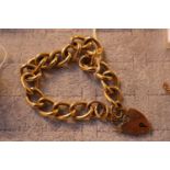 Ladies Yellow metal Bracelet with 9ct Gold padlock 19g total weight