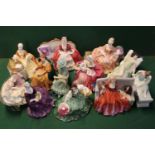 Collection of 10 Royal Doulton Seated figurines Belle O The Ball HN 1997, Sweet & Twenty HN 1298 A/