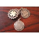3 Silver Edwardian Fobs with applied gilt detail