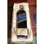 Johnnie Walker Blue Label bottle of Whiskey. ' A Blend Of Our Very Rarest Whiskies ' 43% vol.