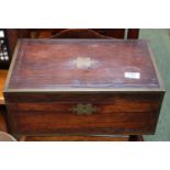19thC Rosewood veneer writing slope with fitted interior and brass inlay