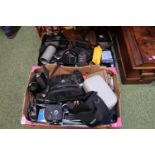 2 Boxes of assorted Cameras and accessories