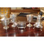 Silver Miniature goblet and assorted Silver Salts