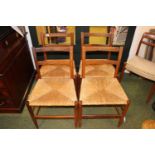 Set of 4 Seagrass seated Mid Century Chairs