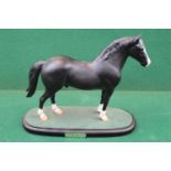 Beswick Connoisseur Welsh Cob Stallion, model No. A270, black matt, on wooden plinth