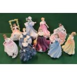 Collection of 10 Royal Doulton figurines Rebecca HN 2805, Fragrance HN 2334, Deborah HN 3844 etc