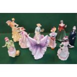 Collection of 10 Royal Doulton figurines Springtime HN 3477, Holly HN 3647, Isadora HN 2938 etc