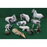 Collection of 9 Copenhagen figures inc. Horses, Puppies etc and a Arabia Polar Bear with USSR Deer