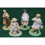 Collection of 4 Royal Doulton Age of Elegance figurines Feeding Time, Making Friends, Puppy Love &