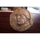 Large Bronze plaque of a Soldier with eagle mark to helmet impressed mark DUX