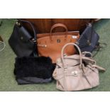 Collection of Designer style Handbags to include Hermes Birkin type Bag, Louis Vuitton, Burberry etc