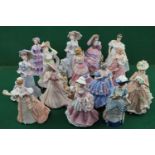 Collection of 14 Wedgwood Figurines inc The Royal Wedding, Abigail, Enchanted Evening etc