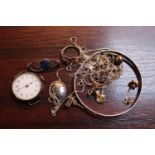 Collection of assorted Silver jewellery inc. Bangle and a pocket watch