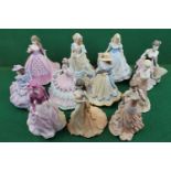 Collection of Coalport unglazed Ladies inc. The Age of Elegance Covent Garden A/F, First Love Age of