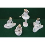 Set of of 4 Royal Doulton Ballerina figurines inc. Ballet Shoes HN 3434, Star Performer HN 3950 etc