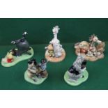 Collection of 5 Royal Doulton Thelwell Figurines to include Excessive Praise, Suppling Exercises, So