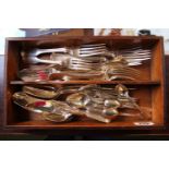 Collection of 19thC Silver Flatware with engraved detail 1800g total weight