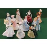 Collection of 10 Coalport figurines Ladies of Fashion Joan, Vanessa, Abigail etc