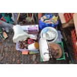 Collection of assorted House clearance items inc. Wash Jug and Bowl, Table lamp etc