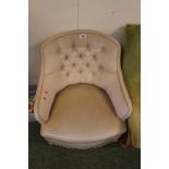 Upholstered Buttonback Elbow chair with frill front