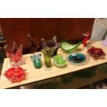 Colelction of assorted Art Glass vases and dishes (11)