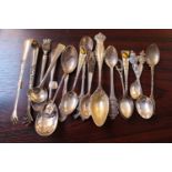 Collection of assorted Silver and similar flatware inc Sugar Tongs and Tea Spoons 192g total weight