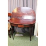 Georgian Mahogany fold over Tea table on tapering fluted legs