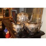 Good Quality Silver plated 3 Piece Tea Set with floral embossed decoration