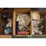 3 Boxes of assorted Glassware and ceramics inc. Wash jug and bowl, Water jug etc