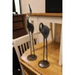 Pair of Bronze Stork Ornaments