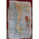 Rare WWII Silk Map Sheet D Burma Extreme South Siam Thailand South Sheet C Burma South Sian Thailand