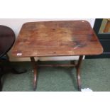 Edwardian hall table with turned support and caster feet