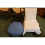 Low Victorian Mahogany framed Nursing chair and a Chair for re-upholstery
