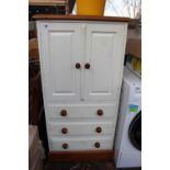 Painted 2 door cabinet with drawer base