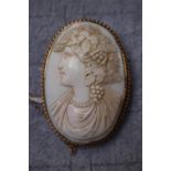 Oval Portrait Cameo with 9ct Gold mount and a Silver 1902 3 Pence Piece