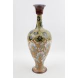 Doulton Slaters Patent Lambeth Baluster vase with narrow neck, impressed marks to base. 28cm in