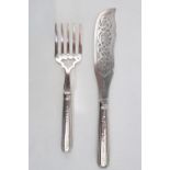 Pair of Victorian Silver Handled Fish Servers by Aron & Hadfield of Sheffield C.1820 and a Set of