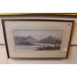 Framed 19thC Watercolour of a lake scene signed to bottom left