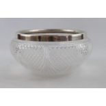 Silver Rimmed Cut glass fruit bowl Chester 1914