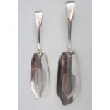 George III Silver Fiddle pattern Fish slice London 1802 by William Ellerby and a Fish Slice by