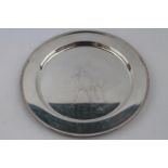 Limited edition Silver Salver 'Brigadier Gerard' racing horse dated 1972 by William Comyns & Sons