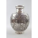 Cypriot Ovoid vase 830 Silver with Bird and leaf decoration 447g total weight