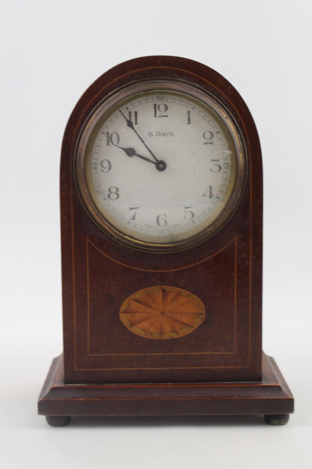 Edwardain Mahogany Inlaid domed 8 Day mantel clock